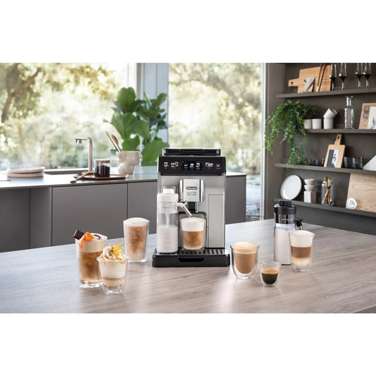 Eletta Explore Cold Brew ECAM450.65.S silber Kaffeevollautomat (OneTouch, Kegelmahlwerk, Silber, 3,5'' TFT-Farbdisplay, 300 g Bohnenbehälter, 1,8 l Wassertank, LatteCrema Milchsystem, WiFi, 19 Bar Pumpendruck)